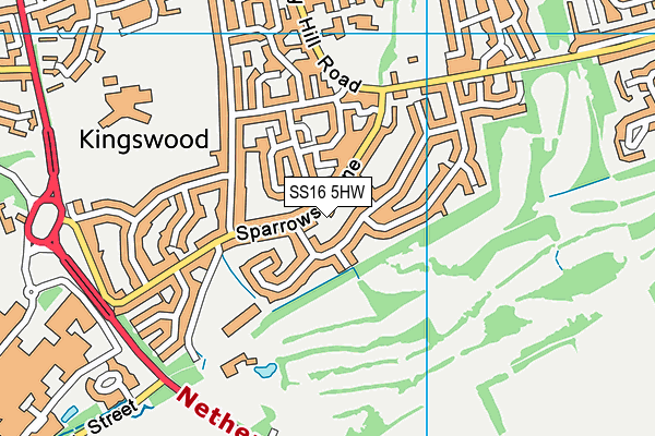 SS16 5HW map - OS VectorMap District (Ordnance Survey)