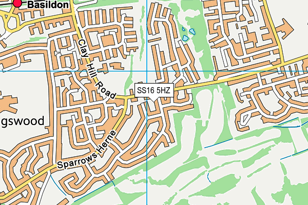 SS16 5HZ map - OS VectorMap District (Ordnance Survey)