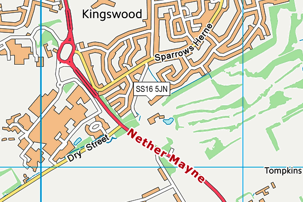 SS16 5JN map - OS VectorMap District (Ordnance Survey)