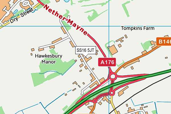 SS16 5JT map - OS VectorMap District (Ordnance Survey)