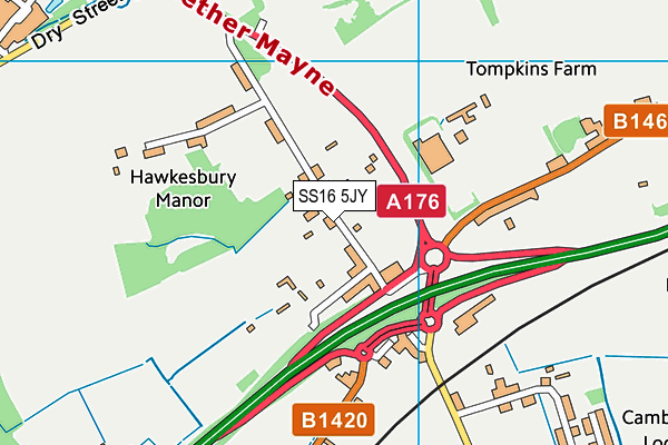 SS16 5JY map - OS VectorMap District (Ordnance Survey)