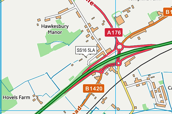 SS16 5LA map - OS VectorMap District (Ordnance Survey)