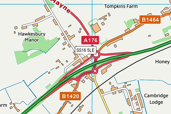 SS16 5LE map - OS VectorMap District (Ordnance Survey)