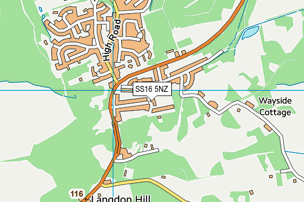 SS16 5NZ map - OS VectorMap District (Ordnance Survey)