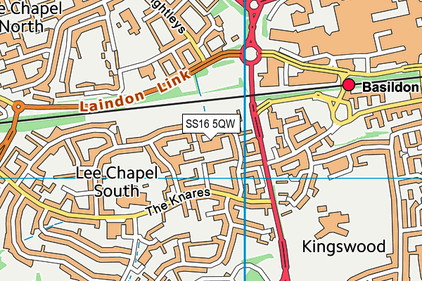 SS16 5QW map - OS VectorMap District (Ordnance Survey)