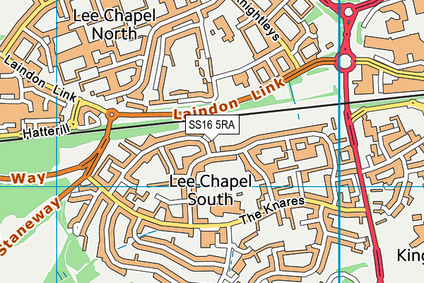 SS16 5RA map - OS VectorMap District (Ordnance Survey)