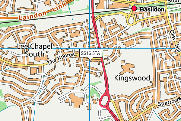 SS16 5TA map - OS VectorMap District (Ordnance Survey)
