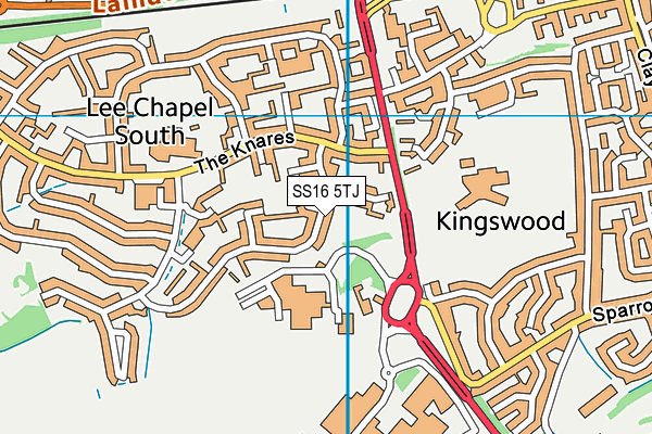 SS16 5TJ map - OS VectorMap District (Ordnance Survey)