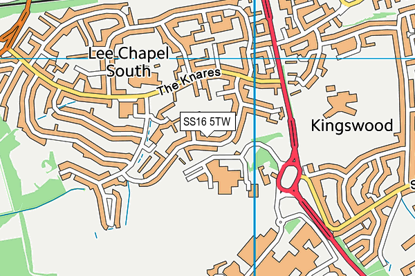 SS16 5TW map - OS VectorMap District (Ordnance Survey)