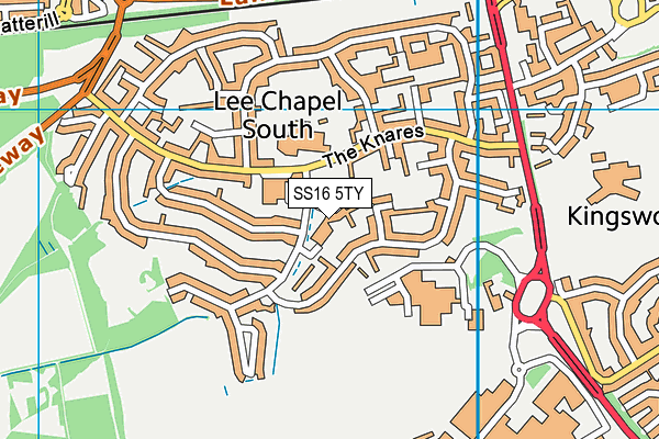 SS16 5TY map - OS VectorMap District (Ordnance Survey)