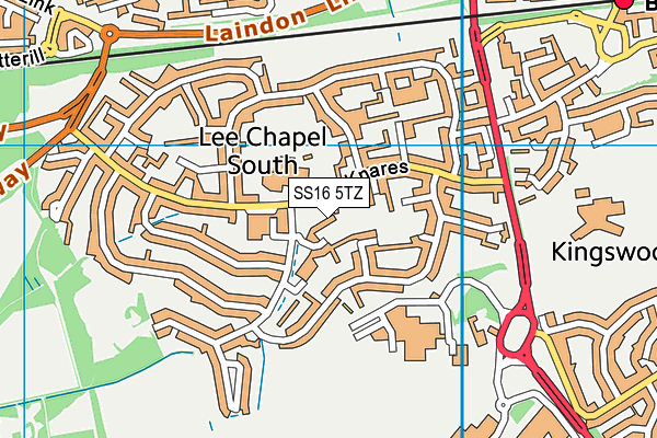 SS16 5TZ map - OS VectorMap District (Ordnance Survey)