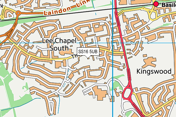 SS16 5UB map - OS VectorMap District (Ordnance Survey)