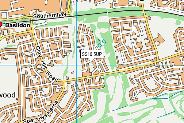 SS16 5UP map - OS VectorMap District (Ordnance Survey)