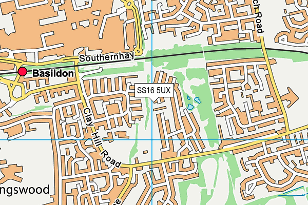 SS16 5UX map - OS VectorMap District (Ordnance Survey)