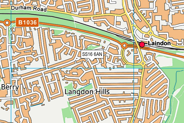 SS16 6AN map - OS VectorMap District (Ordnance Survey)