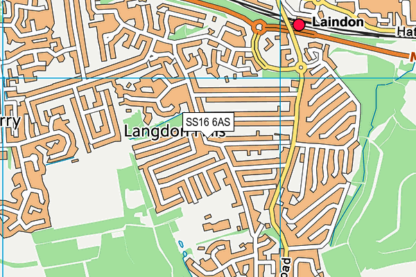 SS16 6AS map - OS VectorMap District (Ordnance Survey)