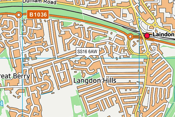 SS16 6AW map - OS VectorMap District (Ordnance Survey)