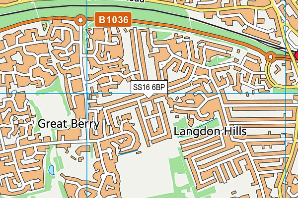SS16 6BP map - OS VectorMap District (Ordnance Survey)