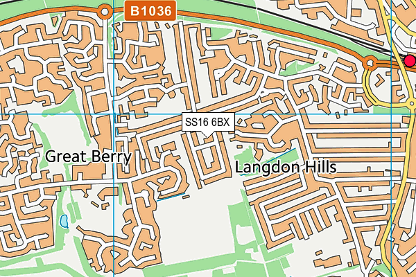 SS16 6BX map - OS VectorMap District (Ordnance Survey)