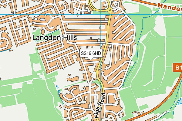 SS16 6HD map - OS VectorMap District (Ordnance Survey)