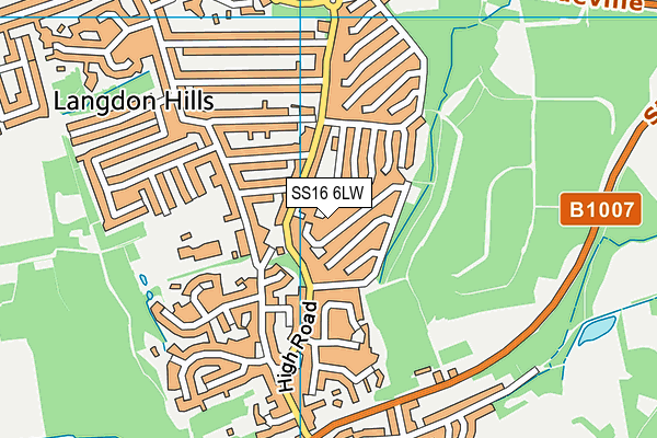 SS16 6LW map - OS VectorMap District (Ordnance Survey)