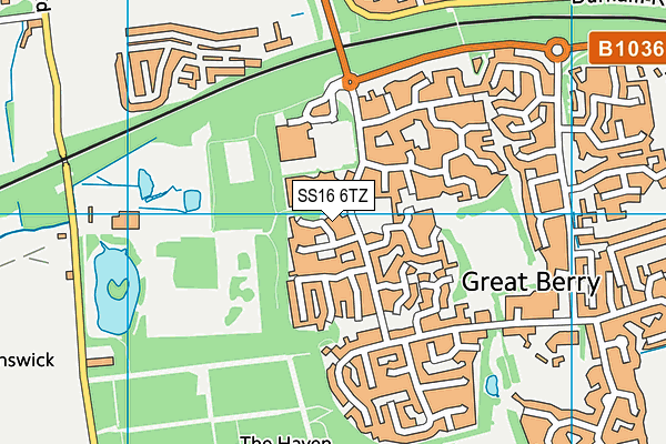 SS16 6TZ map - OS VectorMap District (Ordnance Survey)
