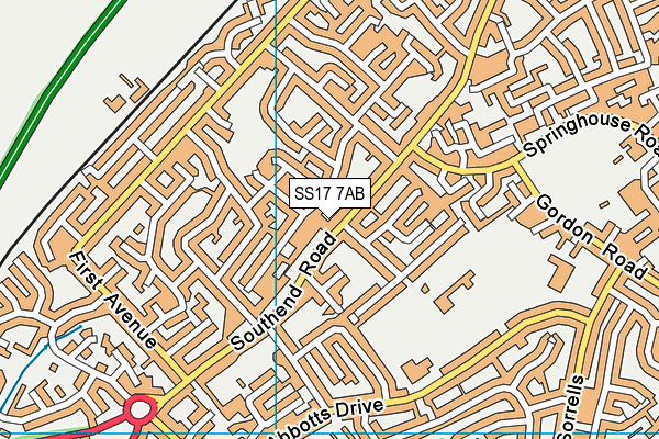SS17 7AB map - OS VectorMap District (Ordnance Survey)