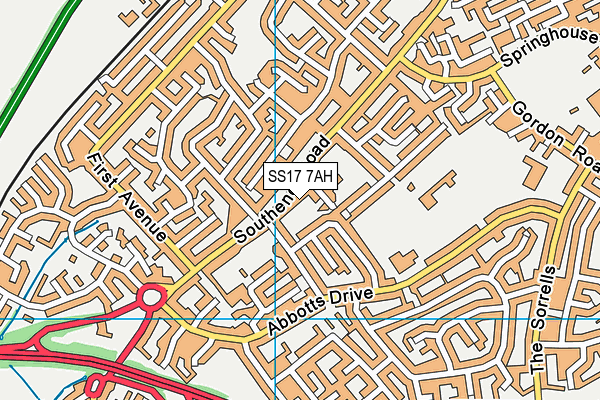 SS17 7AH map - OS VectorMap District (Ordnance Survey)