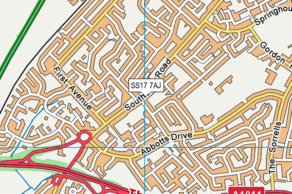 SS17 7AJ map - OS VectorMap District (Ordnance Survey)