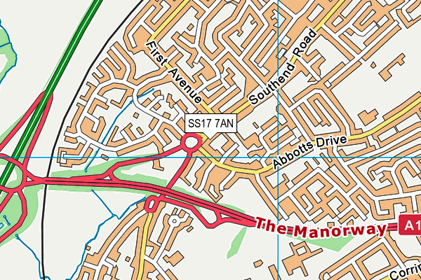 SS17 7AN map - OS VectorMap District (Ordnance Survey)