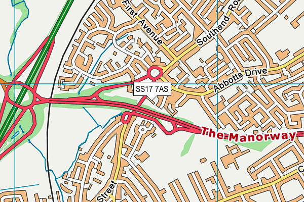 SS17 7AS map - OS VectorMap District (Ordnance Survey)