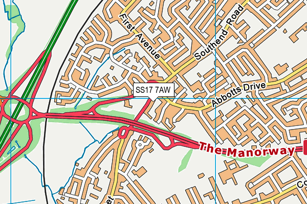 SS17 7AW map - OS VectorMap District (Ordnance Survey)