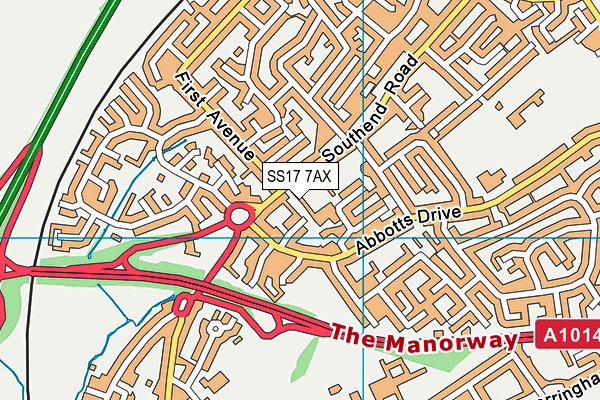 SS17 7AX map - OS VectorMap District (Ordnance Survey)