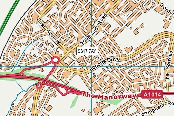 SS17 7AY map - OS VectorMap District (Ordnance Survey)