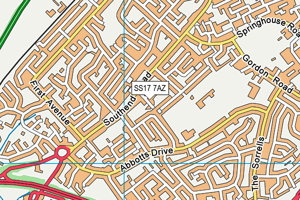 SS17 7AZ map - OS VectorMap District (Ordnance Survey)