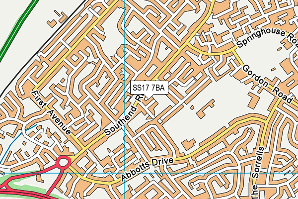 SS17 7BA map - OS VectorMap District (Ordnance Survey)