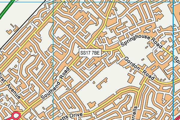 SS17 7BE map - OS VectorMap District (Ordnance Survey)