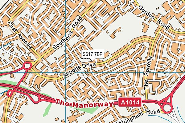 SS17 7BP map - OS VectorMap District (Ordnance Survey)