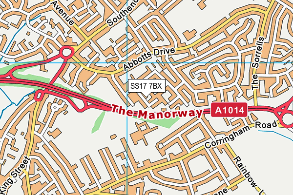 SS17 7BX map - OS VectorMap District (Ordnance Survey)