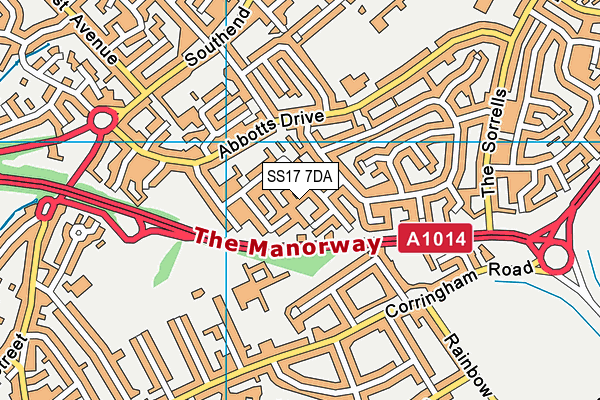 SS17 7DA map - OS VectorMap District (Ordnance Survey)