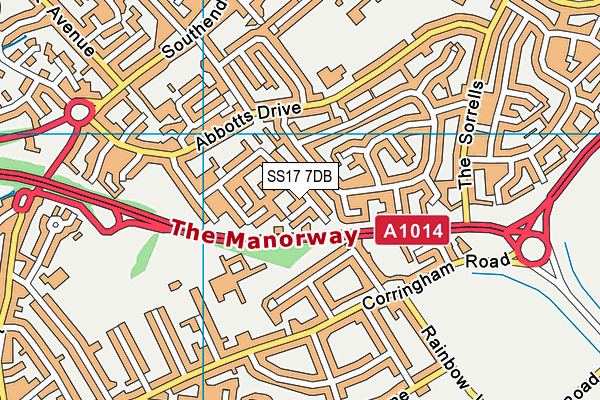 SS17 7DB map - OS VectorMap District (Ordnance Survey)