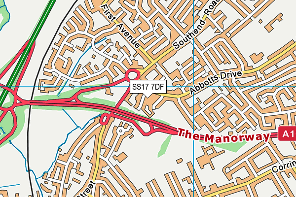 SS17 7DF map - OS VectorMap District (Ordnance Survey)