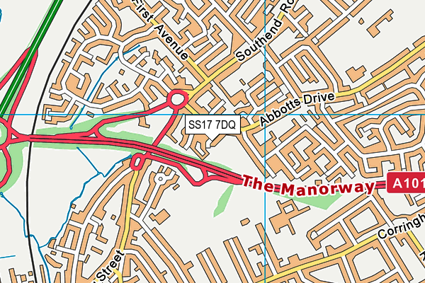 SS17 7DQ map - OS VectorMap District (Ordnance Survey)