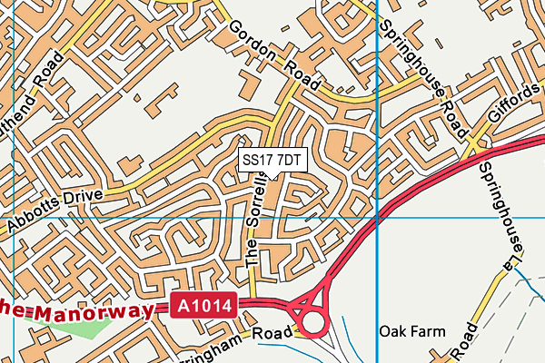 SS17 7DT map - OS VectorMap District (Ordnance Survey)