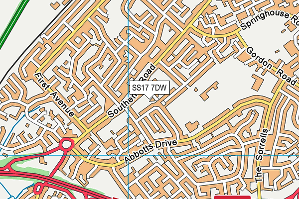 SS17 7DW map - OS VectorMap District (Ordnance Survey)