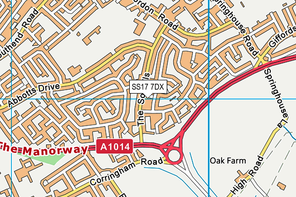 SS17 7DX map - OS VectorMap District (Ordnance Survey)