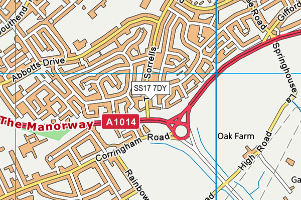 SS17 7DY map - OS VectorMap District (Ordnance Survey)