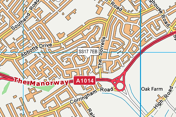 SS17 7EB map - OS VectorMap District (Ordnance Survey)