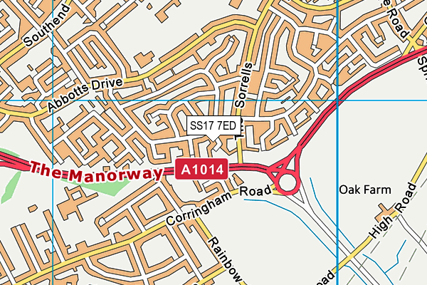 SS17 7ED map - OS VectorMap District (Ordnance Survey)