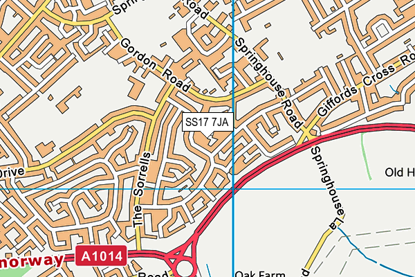 SS17 7JA map - OS VectorMap District (Ordnance Survey)